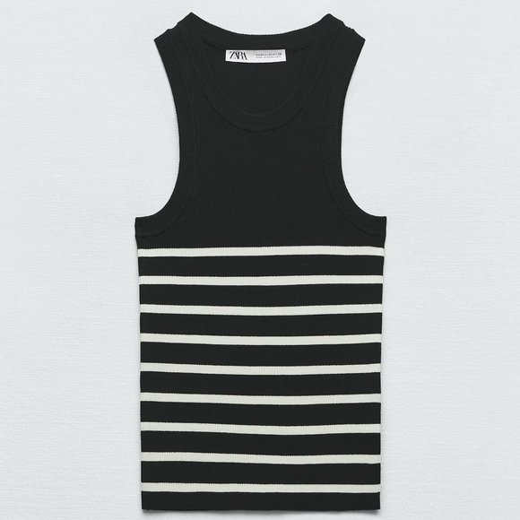Zara SLEEVELESS STRIPED KNIT TOP(7) - Picture 1 of 8